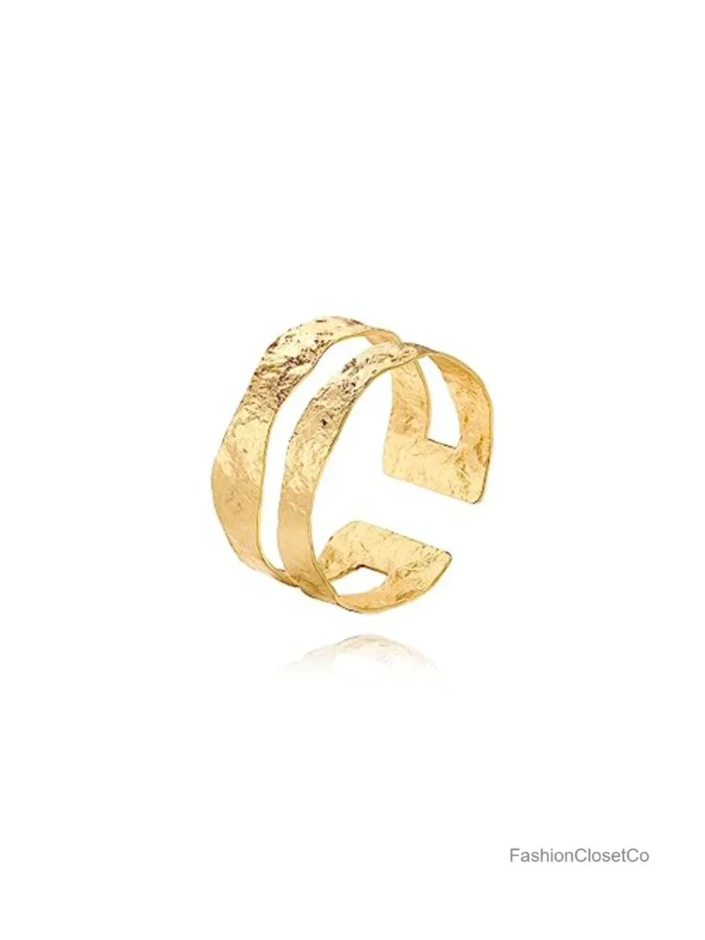 18K Gold Plated Cuff Bracelet Double Layer Adjustable Women Bangle